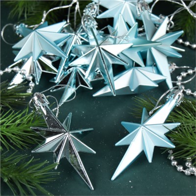 Елочное украшение Звезда 12 штук 5,5 см голубой / 5621-3 /уп 72/