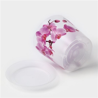 Горшок для орхидей с поддоном IDEA «Деко», 1.2 л, пластиковый, прозрачный