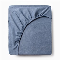 Простыня на резинке 1.5-спальная «Этель» Denim, 160×200+25 см, синяя, жатый хлопок