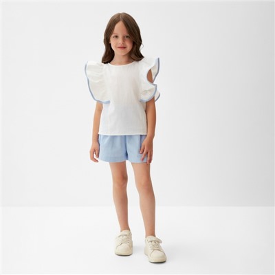 Комплект (Блузка и шорты) для девочки MINAKU, голубой, рост 122 см