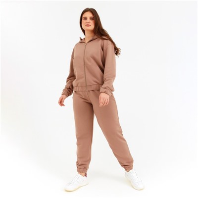 Костюм женский (толстовка, брюки) MINAKU: Casual Collection, бежевый, размер 50