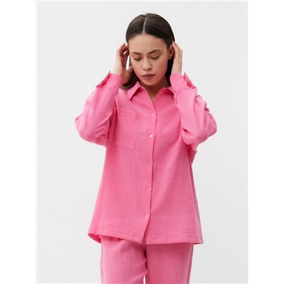 Пижама женская (рубашка, брюки) KAFTAN Basic, размер 44-46, розовая