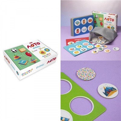 Лото Развивающее "Формы" 158х130мм 6 полей 36 фишек коробка (092364) 34884 Хатбер