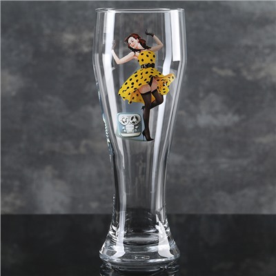 Пивной стакан Pin-up Beer, 500 мл, стекло, рисунок МИКС