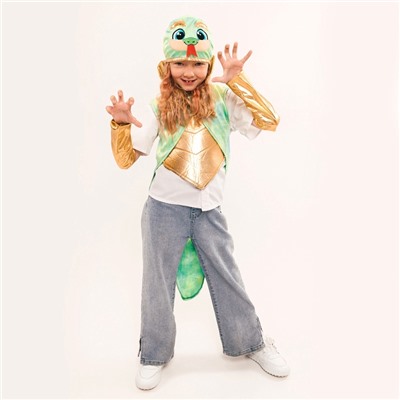 Карнавальный костюм детский «Новогодняя змея»: жилетка, нагрудник, шапка, нарукавники, рост 116-128 см