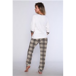 Женский домашний костюм с брюками 66 (Бежевый)