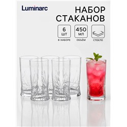 Стаканы Luminarc «Рош», 450 мл, набор 6 шт., стекло, прозрачные