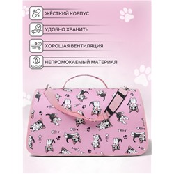 Сумка-переноска каркасная «Играющие котики», размер S, 37.5×17×22 см, розовая