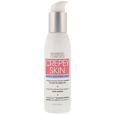 Advanced Clinicals, Crepey Skin, Wrinkle Smoothing Cream, 4 fl oz (118 ml)