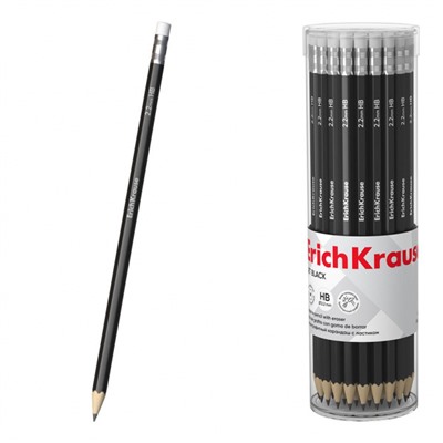 Карандаш черногр. 45606 Jet Black с ластиком 101 НВ в тубусе ErichKrause