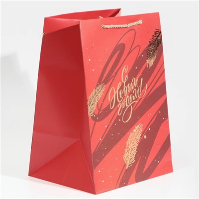 Пакет подарочный новогодний ламинированный «С Новым годом», 23×35×20 см