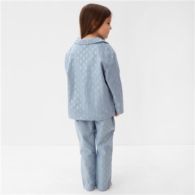 Пижама детская из фланели (рубашка, брюки) KAFTAN «Ананасы», рост 110-116 см, голубая