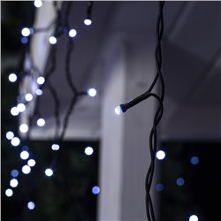 УЦЕНКА Гирлянда «Бахрома» 3 × 0.6 м, IP44, УМС, 220 В, тёмная нить, 160 SMD-LED, свечение белое