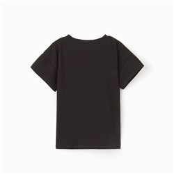 Футболка детская со спущенным плечом, чёрная, рост 122 см
