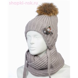 02-14-S (E) Комплект для девочки (шапка+снуд) (52-54)