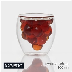 Стакан Magistro «Дуо. Виноград», 200 мл, 8.5×9 см, с двойными стенками, стекло, прозрачный