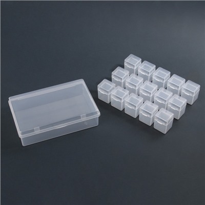 Органайзер для хранения мелочей, 15 баночек, 9 мл, 13.7×9×4 см, прозрачный