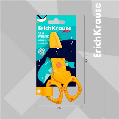 Ножницы детские 12 см, ErichKrause Sea Friends, пластик, МИКС (цена за 1 штуку)