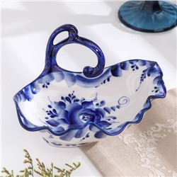 Салатник керамический «Цветок», 17.5×13.5×8 см, гжель