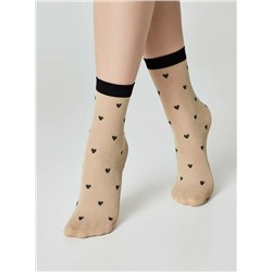 Полиамидные CONTE FANTASY Сияющие носки с объемными рисунками «Hearts»