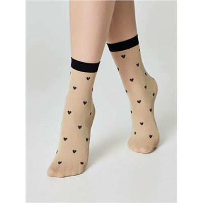 Полиамидные CONTE FANTASY Сияющие носки с объемными рисунками «Hearts»