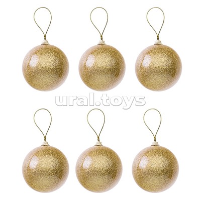 Набор елочных шаров (6см*6шт) золото в пакете