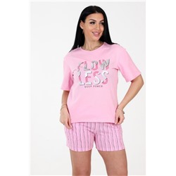 009 Пижама с шортами (Розовый/клетка)