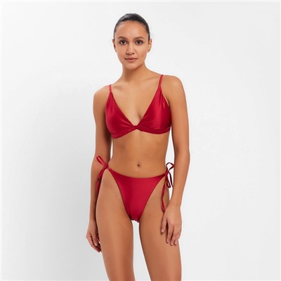 Купальник раздельный однотонный с завязками женский MINAKU, размер 48, красный