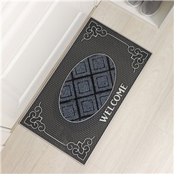 Коврик придверный Доляна Welcome, резиновый, прямоугольный, 40×70 см, МИКС