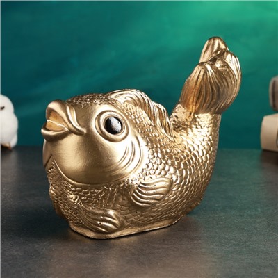 УЦЕНКА Копилка «Рыбка» золотая, 20×12×15 см