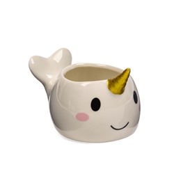 Декоративный горшок для цветов «Нарвал», керамический, 150 мл, 13×8×7 см, белый