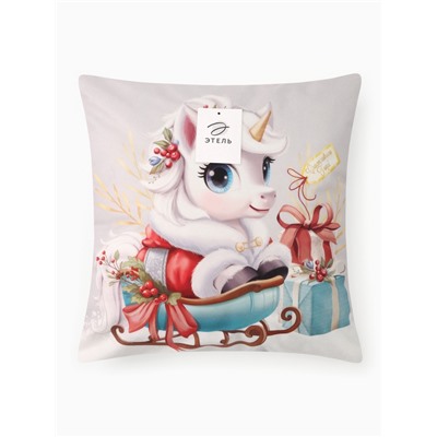 Наволочка декоративная новогодняя «Этель. Пегас», 40×40 см, велюр