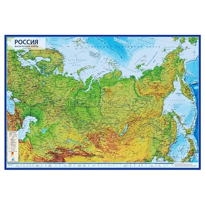 Карта настенная. Россия. Физическая 1:8,5М 101х70 (с ламинацией)