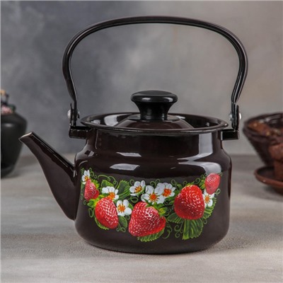 Чайник, 2 л, эмалированная сталь, деколь МИКС, коричневый
