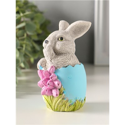 Фигурка гипс «Заяц пасхальный с букетом», 11×6 см, цветной