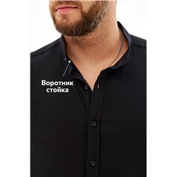 Мужская льняная рубашка с воротником-стойкой Happyfox