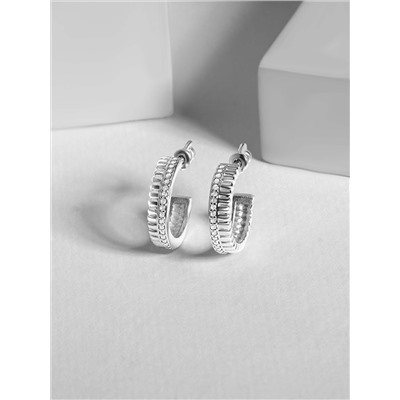 Серьги-пусеты из серебра с фианитами родированные 925 пробы С-7265р200