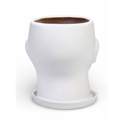 Декоративный горшок для цветов «Голова», керамический, 1.3 л, 16×16×14 см, белый