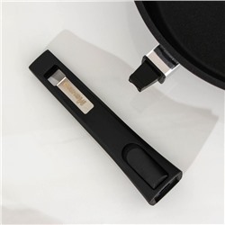 Сковорода «Престиж», d=28 см, съёмная ручка, стеклянная крышка, антипригарное покрытие, цвет чёрный