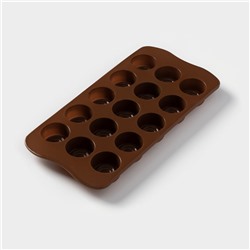 Форма для конфет и шоколада Доляна «Шоколадное удовольствие», силикон, 22×10×1.5 см, 15 ячеек (2.8×2.2 см), коричневая