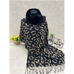 Мягкий палантин из кашемира с норковым воротником мультицвет