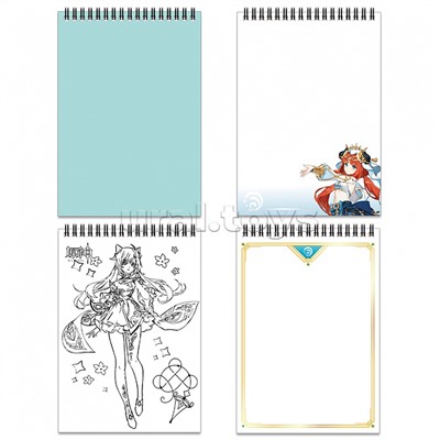 Геншин. Творческий блокнот cо стикерами A5. Нежная Фурина.