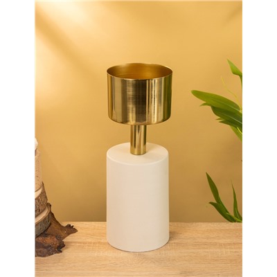 Подсвечник на 1 свечу «Кубок», 10×10×28.5 см, бежевый с золотом