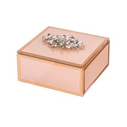 Шкатулка 12*12*8см BROOCH, цвет бежевый, МДФ, стекло