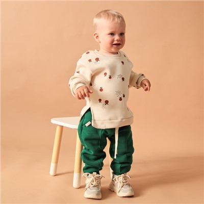 Костюм детский (толстовка, брюки) «Крошка Я» Oranges, рост 62-68 см, зелёный, молочный