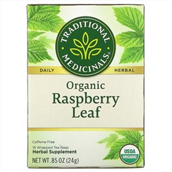 Traditional Medicinals, листья органической малины, без кофеина, 16 чайных пакетиков, 24 г (0,85 унции)