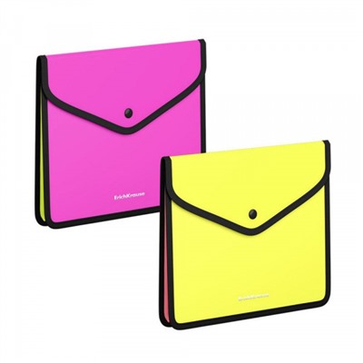 Папка с кнопкой  А5+ 255х210мм 160мкм 55419 Matt Neon обшитая, с текстильной вставкой ErichKrause