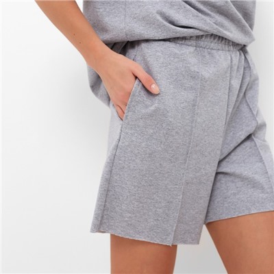 Костюм женский (футболка, шорты) MINAKU: Casual Collection, светло-серый, размер 50