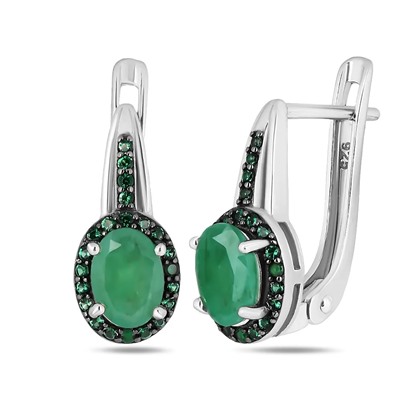 Серьги, изумруд берилл , наноизумруд, SL-RIC35