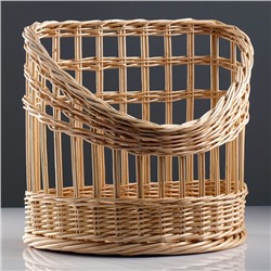 Плетёная корзина под багеты, подвес, дно фанера 40×25, H=22/40, верх 40×30, ручное плетение, ива